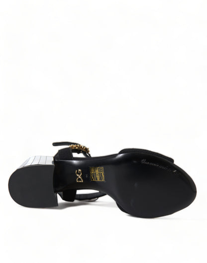 Dolce &amp; Gabbana – Sandalen mit Knöchelriemen und Kristallen in Schwarz