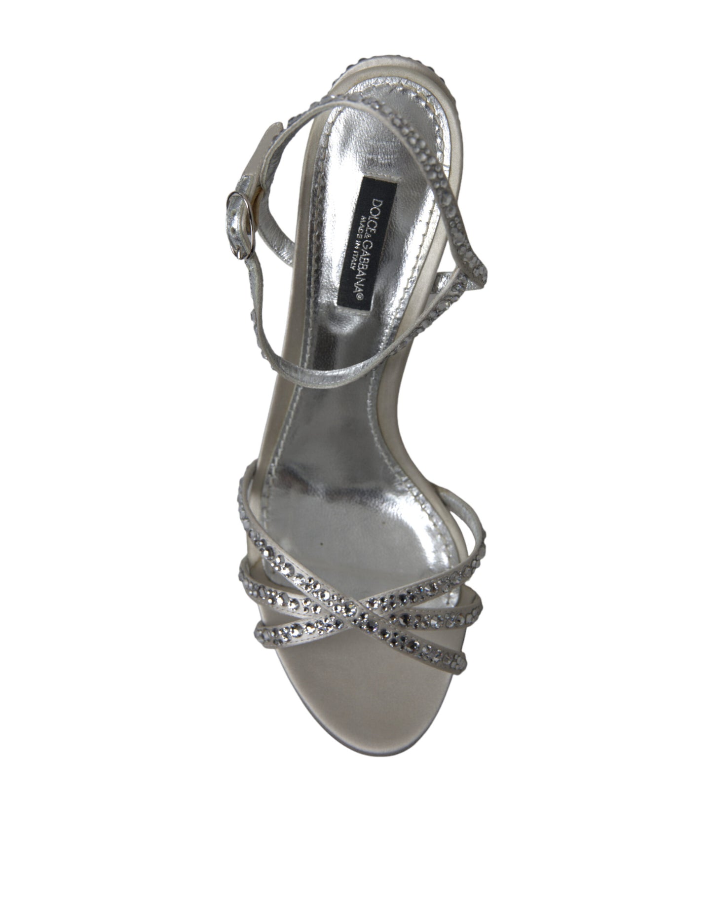 Dolce &amp; Gabbana Silber Kristall Knöchelriemen Sandalen Schuhe