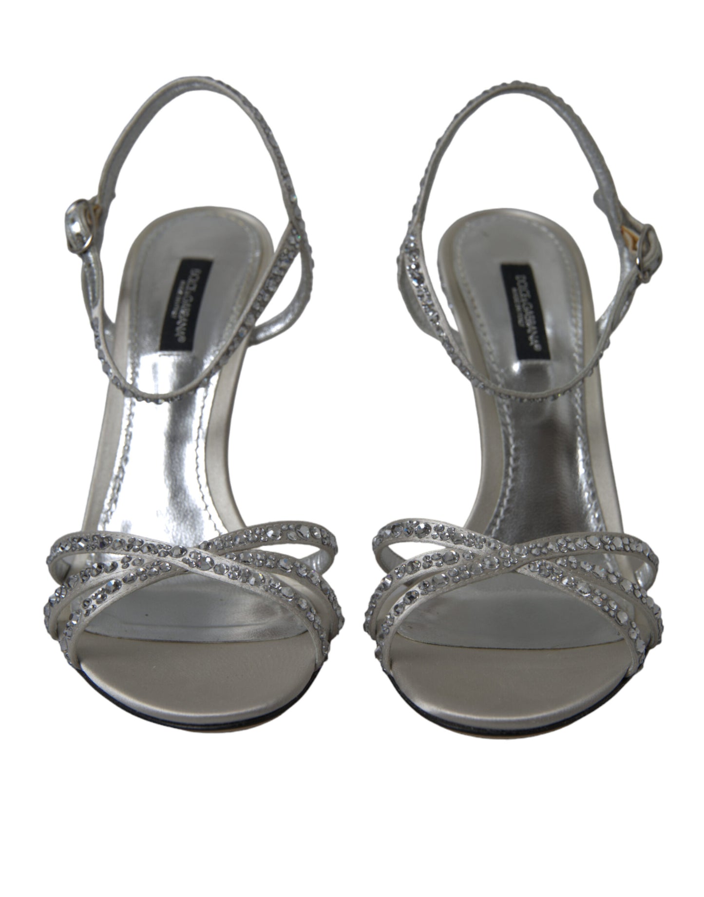 Dolce &amp; Gabbana Silber Kristall Knöchelriemen Sandalen Schuhe