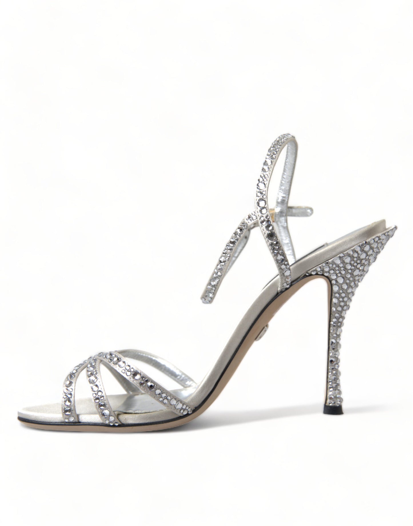 Dolce &amp; Gabbana Silber Kristall Knöchelriemen Sandalen Schuhe