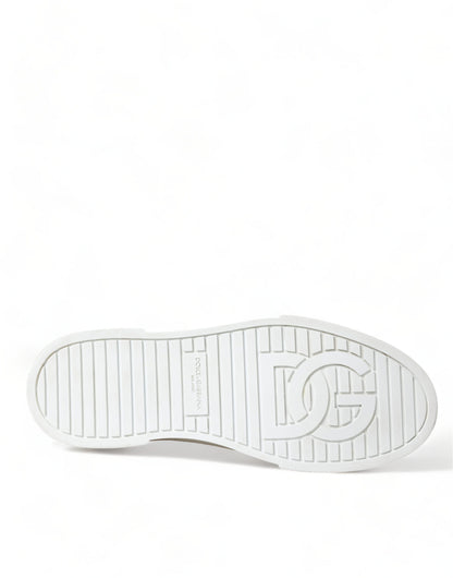 Dolce &amp; Gabbana Braune Sneakers aus Canvas mit Leopardenmuster