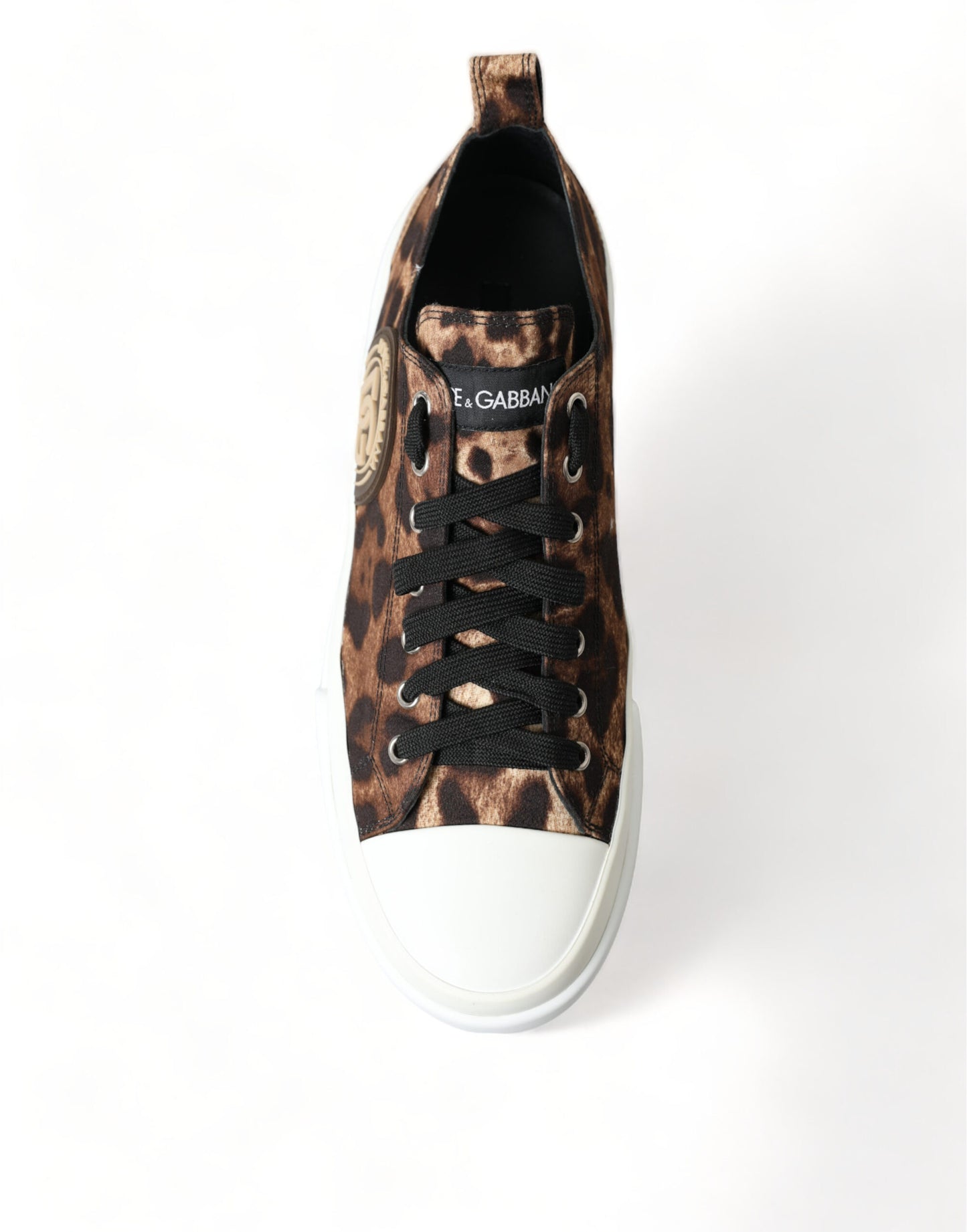Dolce &amp; Gabbana Braune Sneakers aus Canvas mit Leopardenmuster