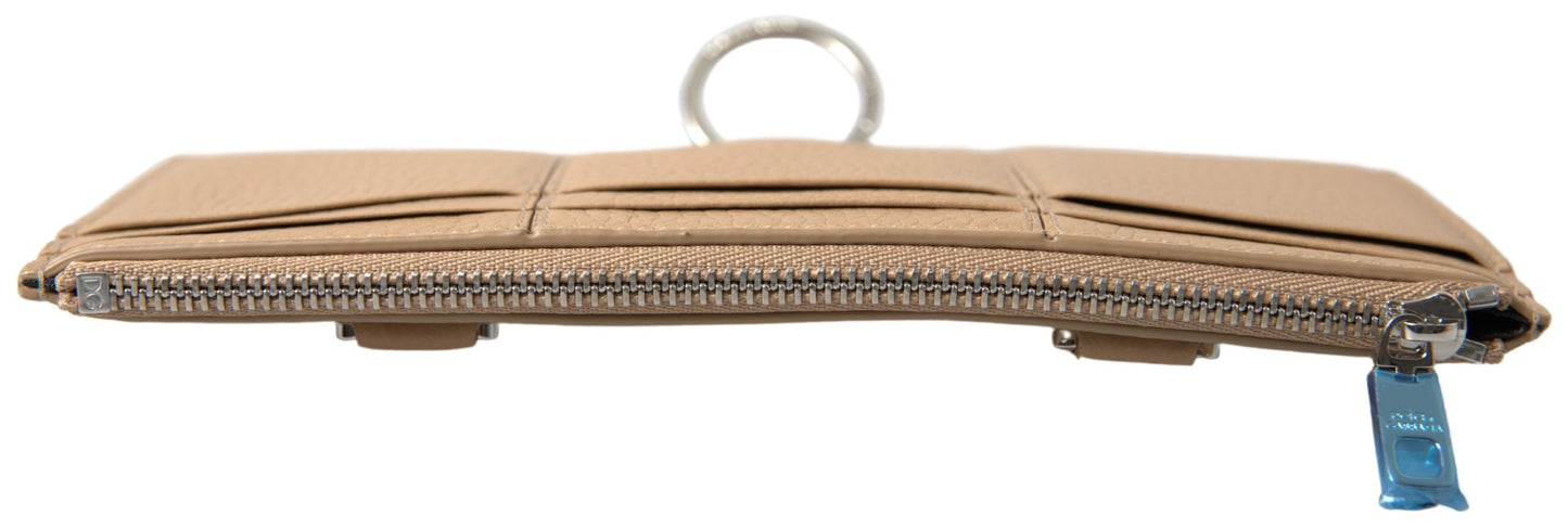 Dolce &amp; Gabbana Beige Leder Schulter Kartenhalter Schultergurt Brieftasche