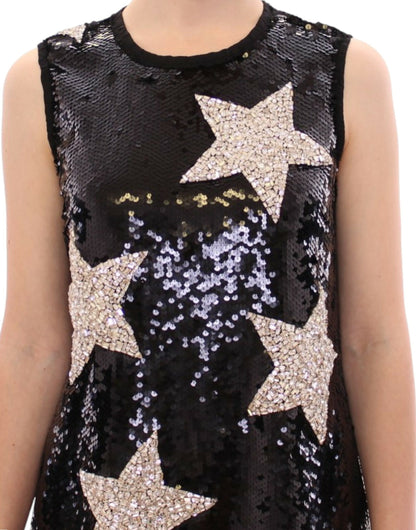 Dolce &amp; Gabbana – Masterpiece – Etuikleid mit schwarzen Kristall-Swarovski-Sternen