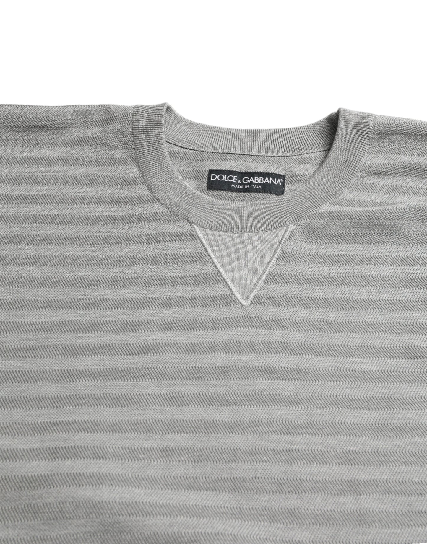 Dolce &amp; Gabbana Grauer Pullover mit Rundhalsausschnitt aus Seide