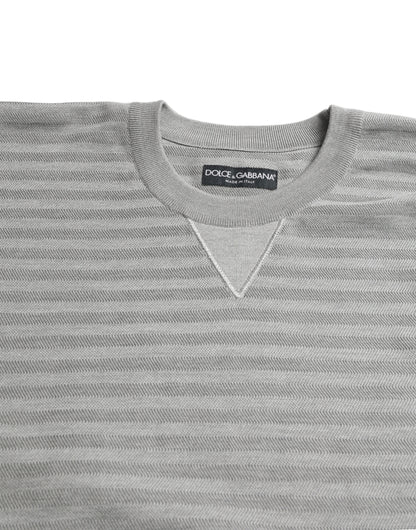Dolce &amp; Gabbana Grauer Pullover mit Rundhalsausschnitt aus Seide