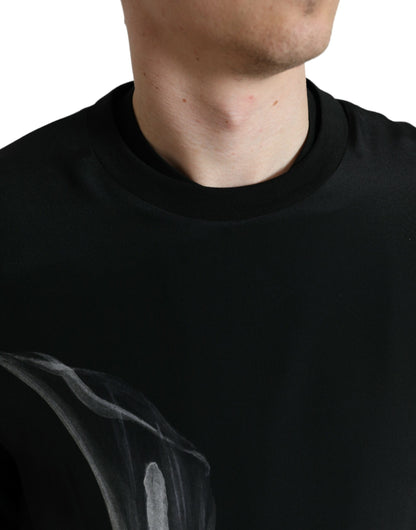 Dolce &amp; Gabbana – Schwarzer Pullover mit Rundhalsausschnitt und Blumenmuster