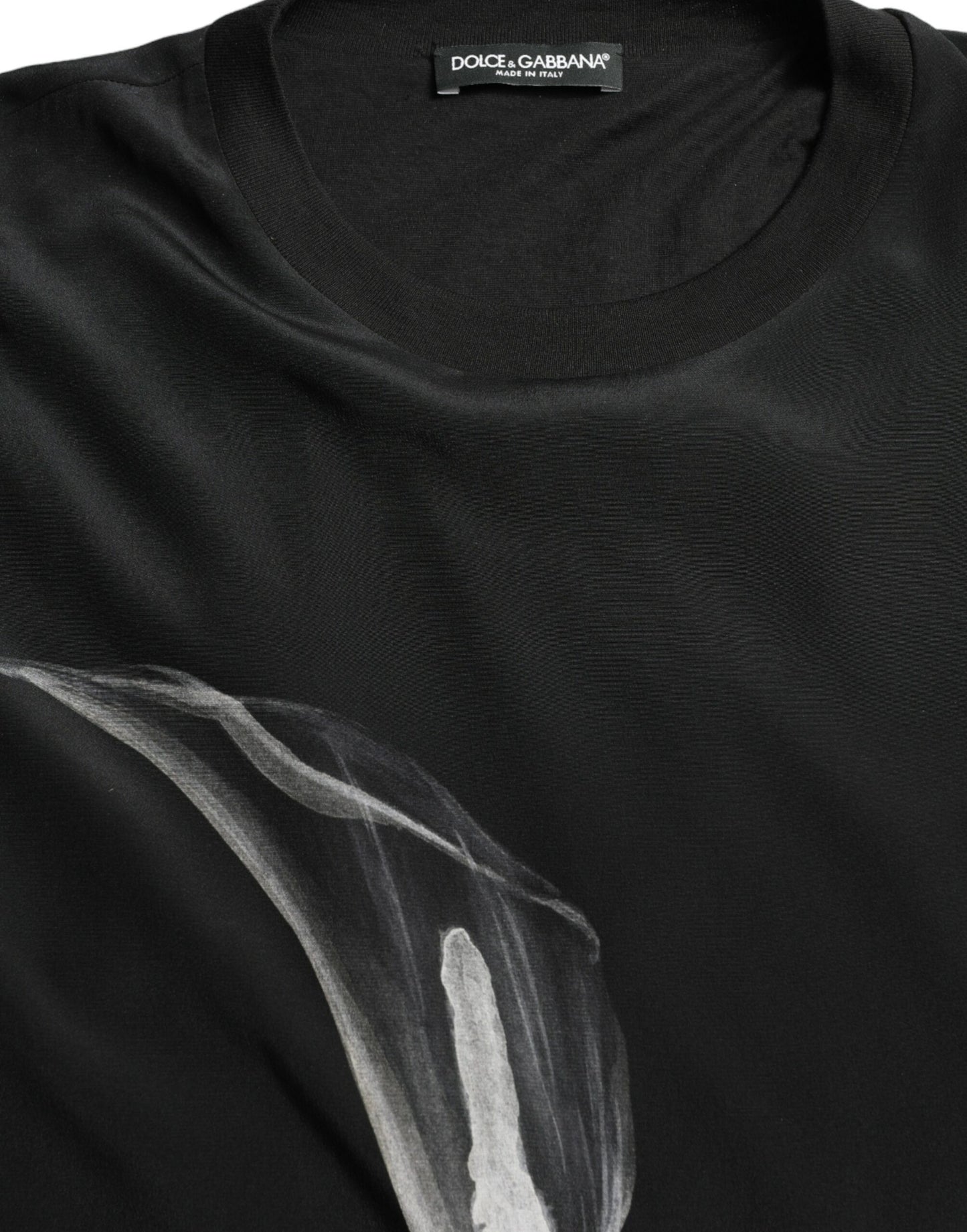 Dolce &amp; Gabbana – Schwarzer Pullover mit Rundhalsausschnitt und Blumenmuster