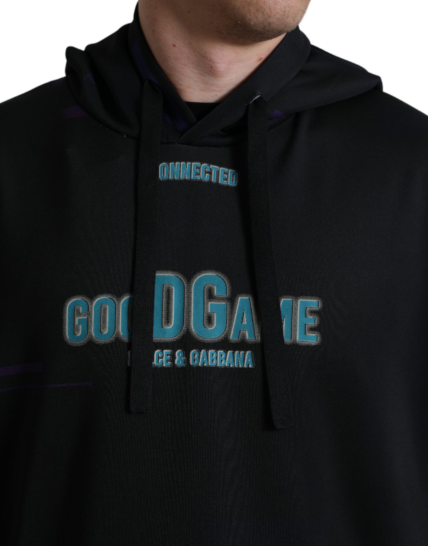 Dolce &amp; Gabbana – Schwarzes Kapuzensweatshirt mit Logo-Print