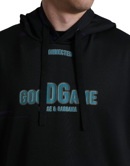 Dolce &amp; Gabbana – Schwarzes Kapuzensweatshirt mit Logo-Print