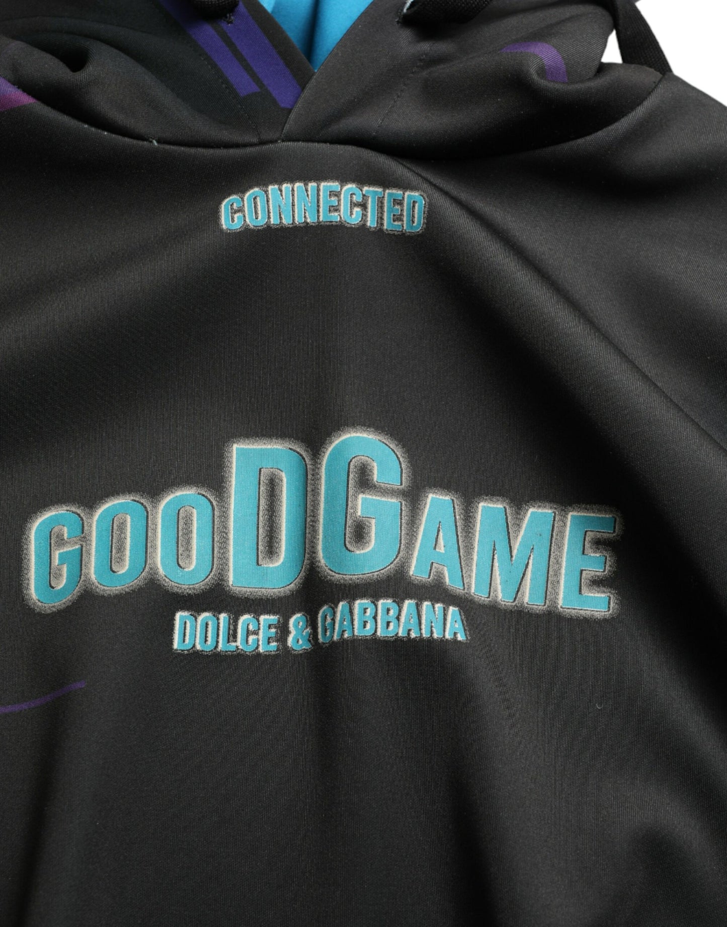 Dolce &amp; Gabbana – Schwarzes Kapuzensweatshirt mit Logo-Print