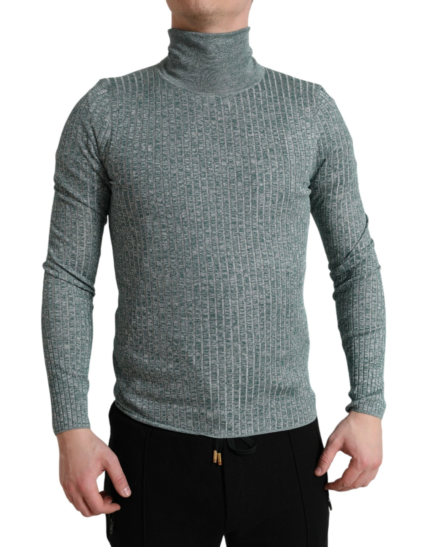 Dolce &amp; Gabbana, grüner Rollkragenpullover aus Polyester