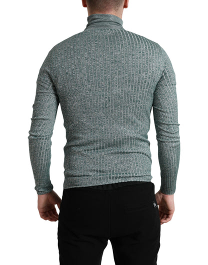 Dolce &amp; Gabbana, grüner Rollkragenpullover aus Polyester