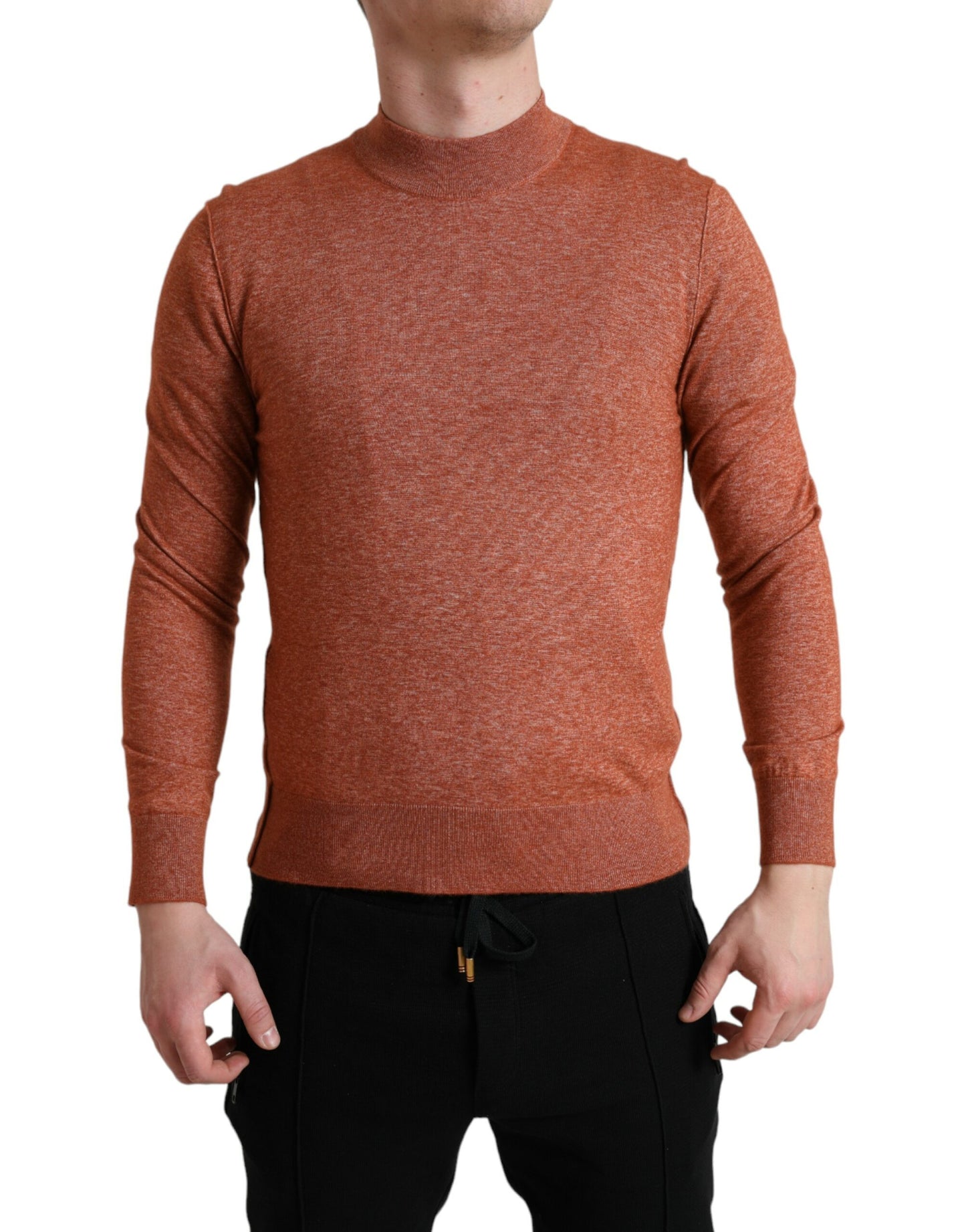Dolce &amp; Gabbana – Orangefarbener Pullover aus Kaschmir mit Rundhalsausschnitt