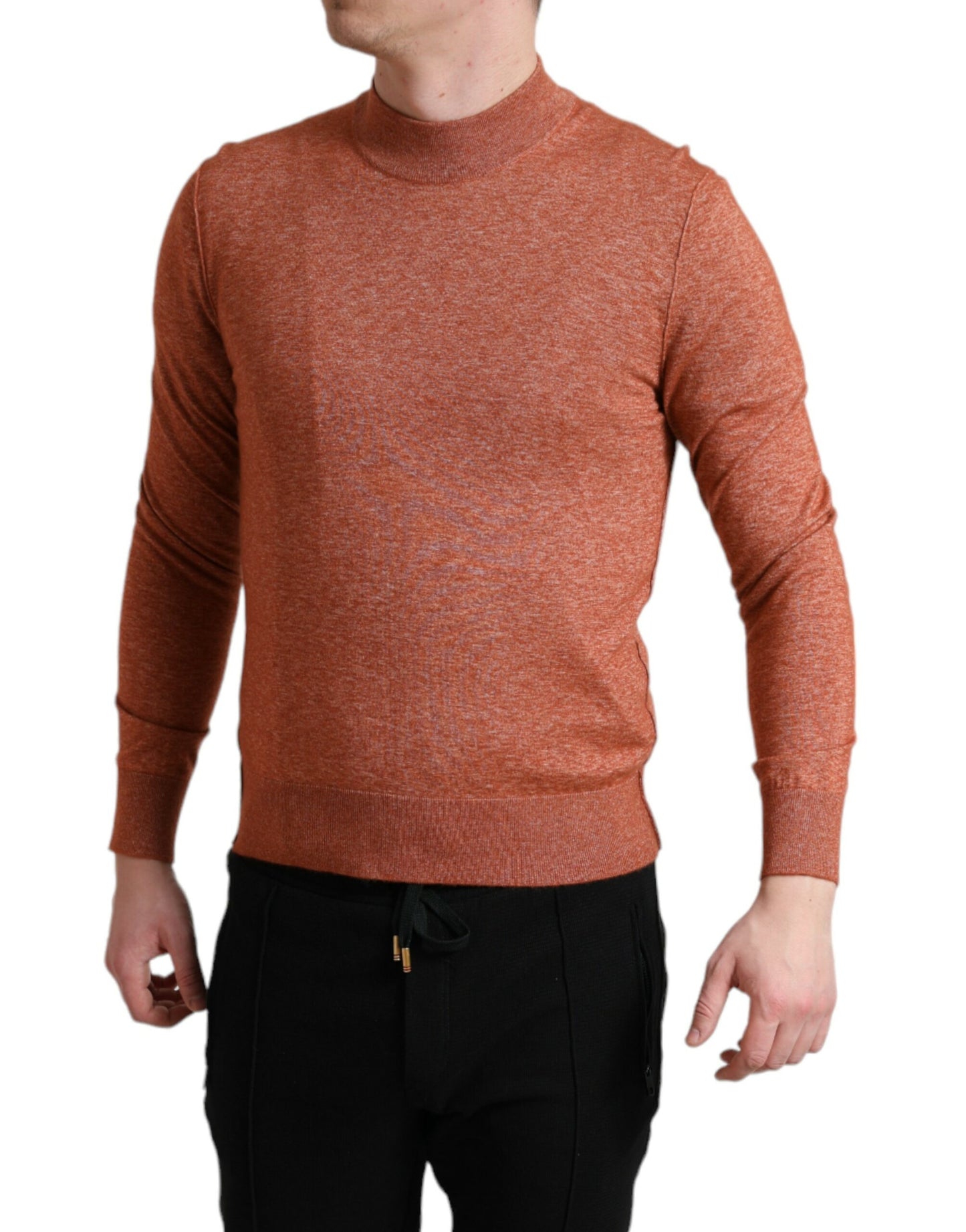 Dolce &amp; Gabbana – Orangefarbener Pullover aus Kaschmir mit Rundhalsausschnitt