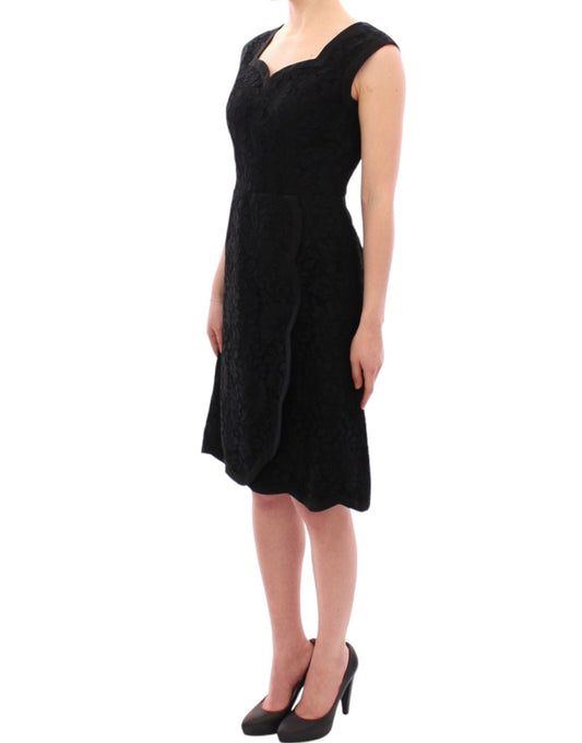 Dolce &amp; Gabbana Schwarzes Sicily-Laufstegkleid mit Blumenspitze