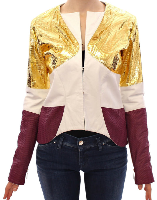 Vladimiro Gioia Weißgold Lila Lederjacke