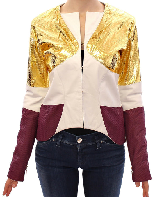 Vladimiro Gioia Weißgold Lila Lederjacke