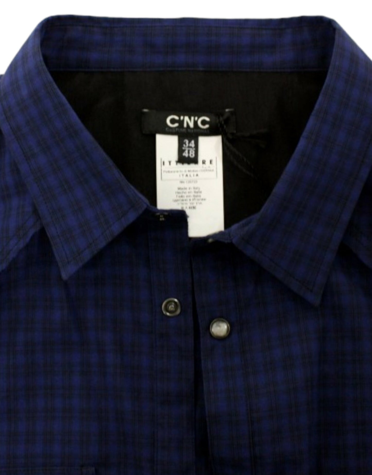 Costume National Blau kariertes Baumwollhemd