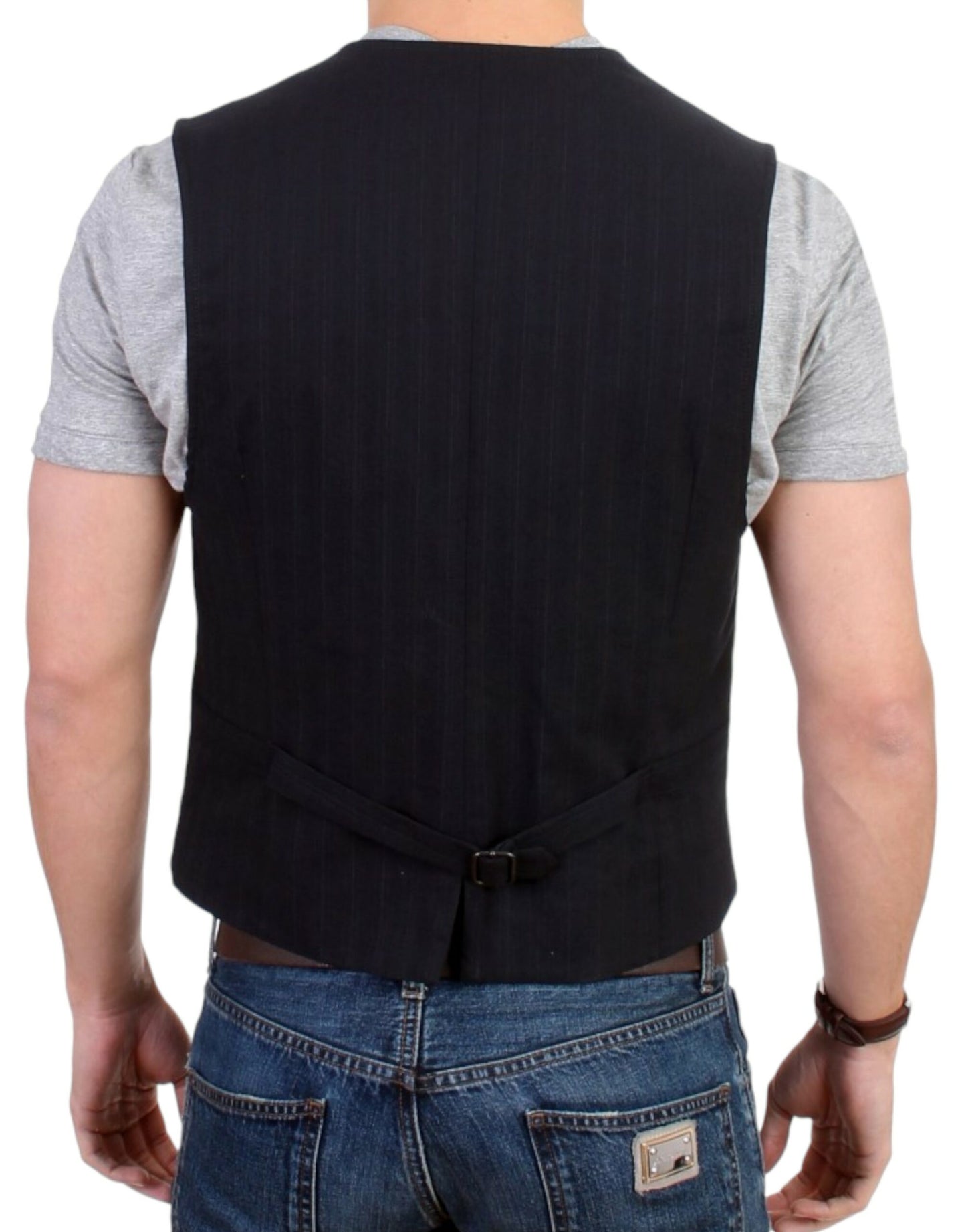 Costume National – Freizeitweste aus schwarz gestreifter Baumwolle