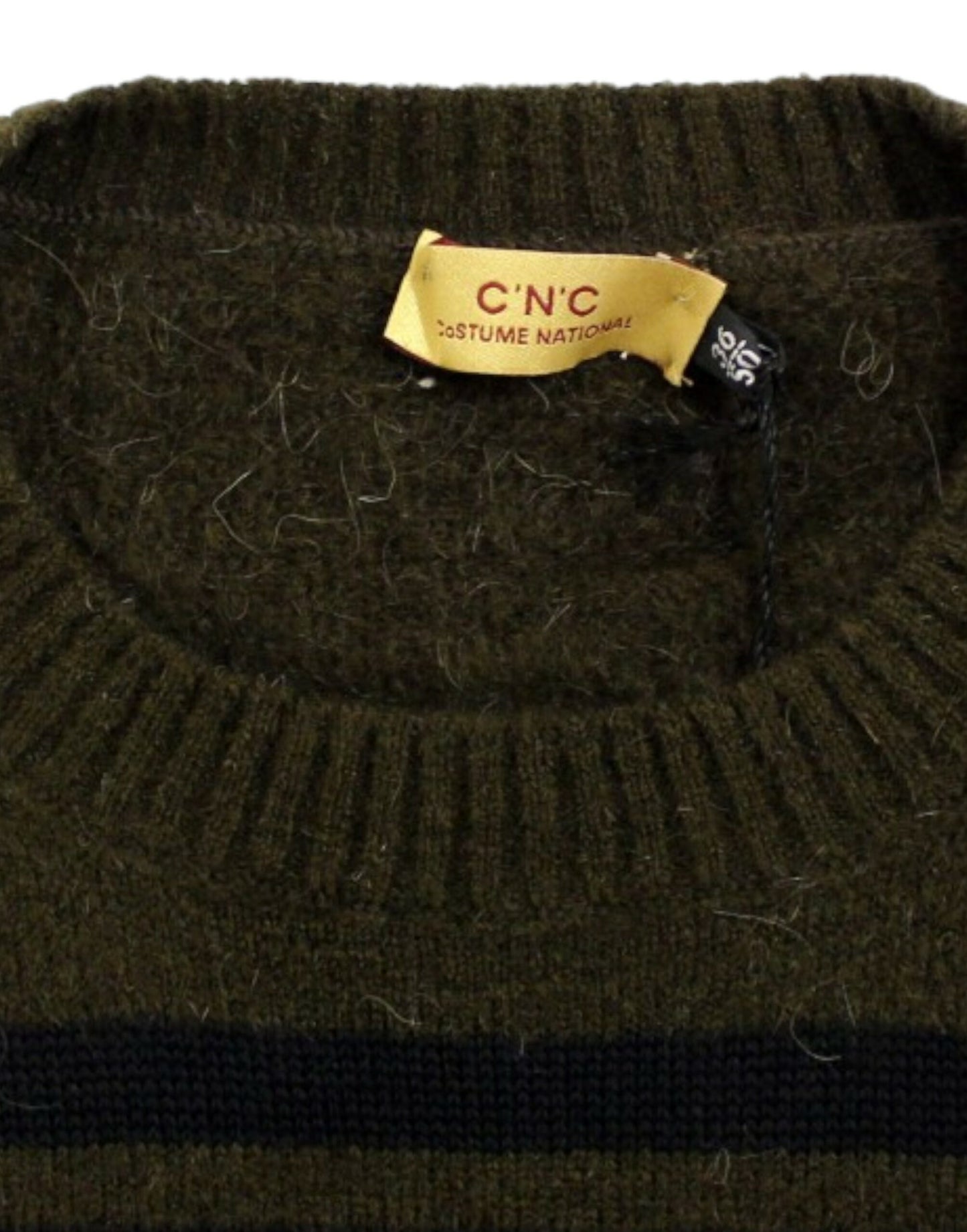 Costume National – Braun gestreifter Pullover mit Rundhalsausschnitt
