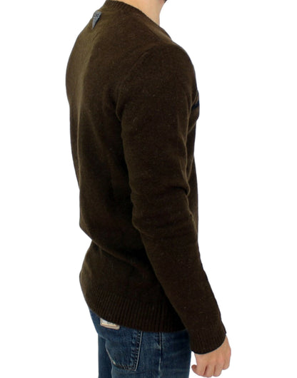 Costume National – Braun gestreifter Pullover mit Rundhalsausschnitt