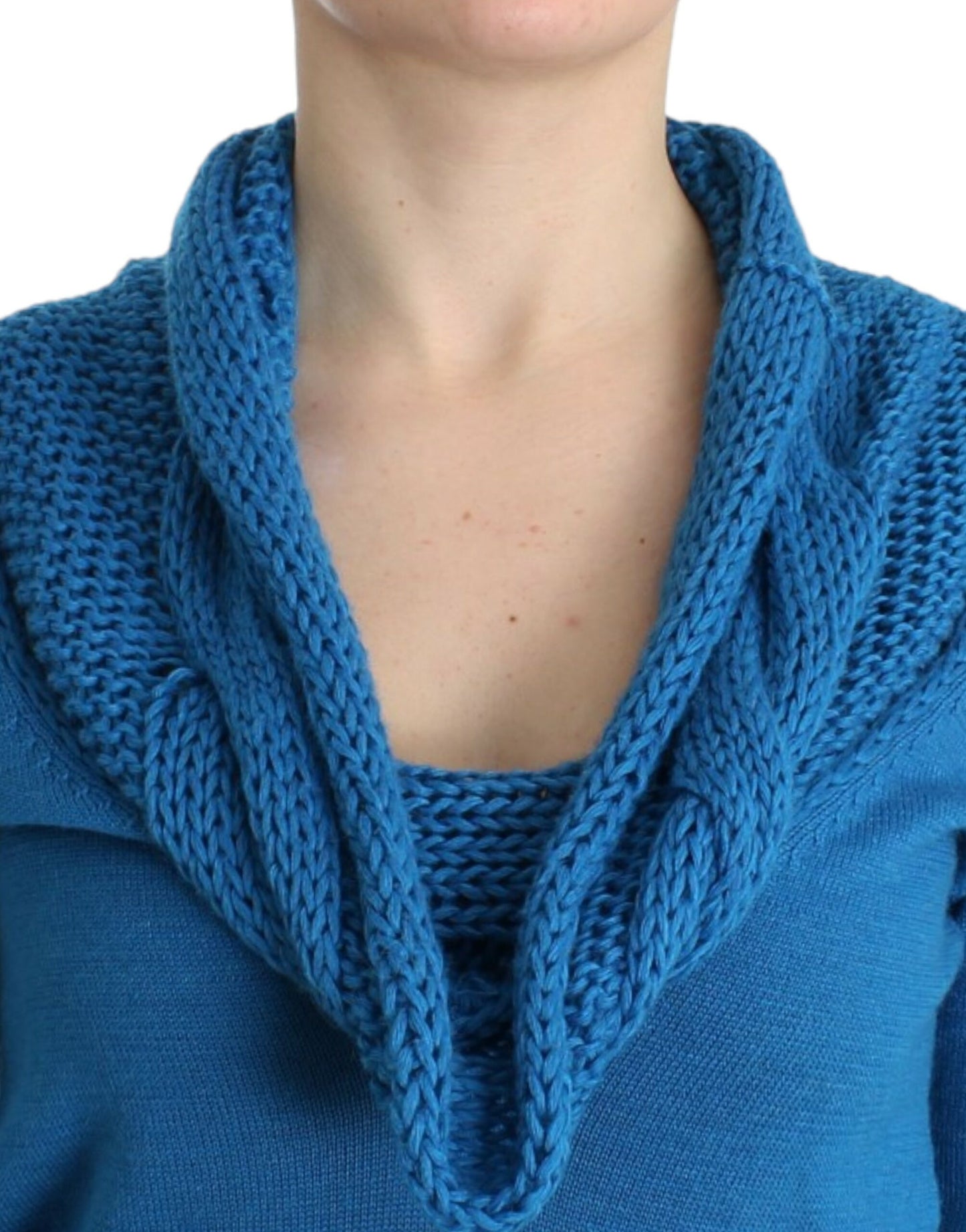Costume National – Blauer Strickpullover mit Rundhalsausschnitt