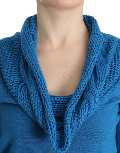 Costume National – Blauer Strickpullover mit Rundhalsausschnitt