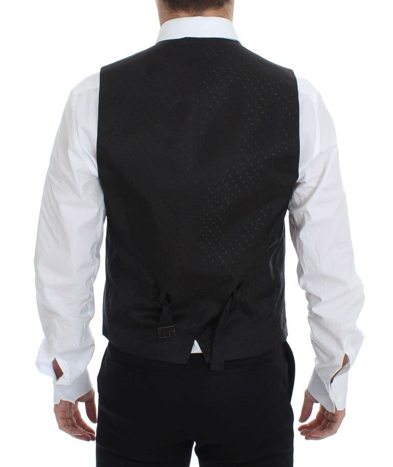 Dolce &amp; Gabbana – Schwarzer Stretch-Westenblazer aus Wolle und Seide