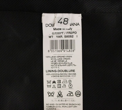 Dolce &amp; Gabbana Grau gestreifte einreihige Wollweste