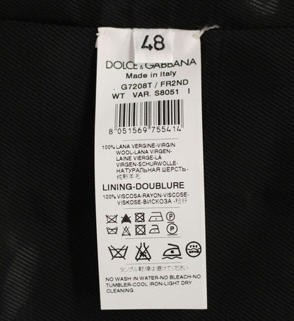 Dolce &amp; Gabbana – Einreihige Weste aus schwarz gestreifter Wolle
