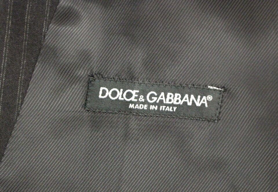 Dolce &amp; Gabbana – Einreihige Weste aus schwarz gestreifter Wolle