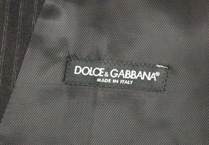 Dolce &amp; Gabbana – Einreihige Weste aus schwarz gestreifter Wolle