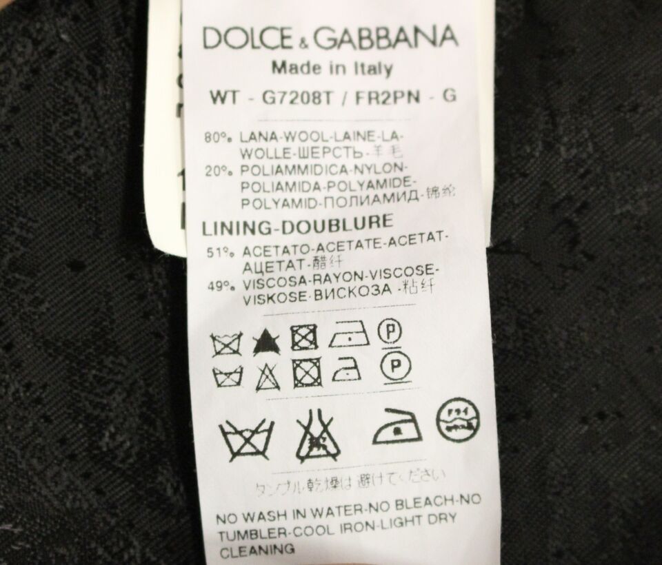 Dolce &amp; Gabbana – Schwarze Weste aus gestreifter Wolle mit Logo