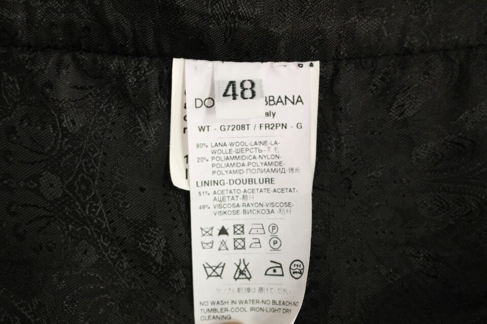 Dolce &amp; Gabbana – Schwarze Weste aus gestreifter Wolle mit Logo
