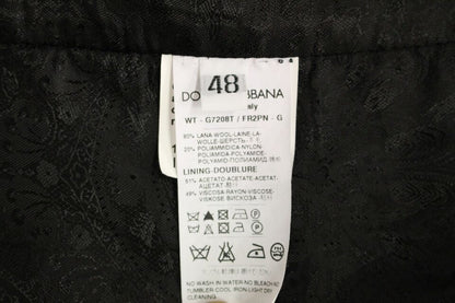 Dolce &amp; Gabbana – Schwarze Weste aus gestreifter Wolle mit Logo