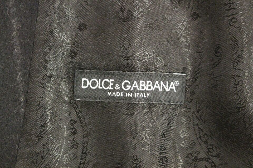 Dolce &amp; Gabbana – Schwarze Weste aus gestreifter Wolle mit Logo