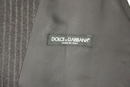 Dolce &amp; Gabbana Grau gestreifte einreihige Weste aus Wolle