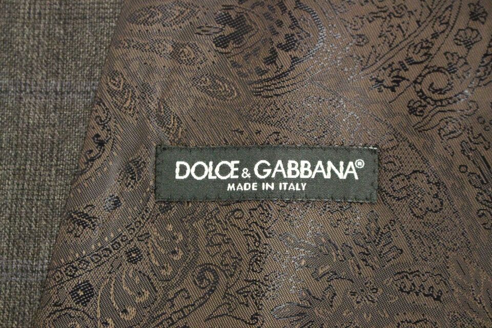 Dolce &amp; Gabbana – Einreihige Weste aus braun karierter Wolle
