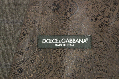 Dolce &amp; Gabbana – Einreihige Weste aus braun karierter Wolle