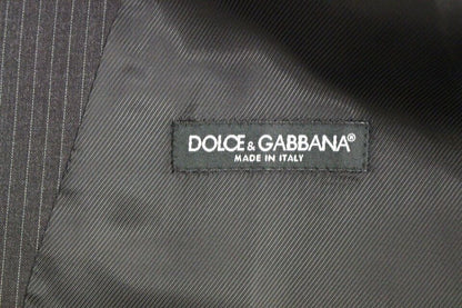 Dolce &amp; Gabbana Grau gestreifte einreihige Weste aus Wolle