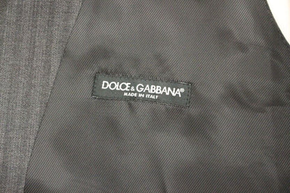 Dolce &amp; Gabbana Grau gestreifte einreihige Weste aus Wolle