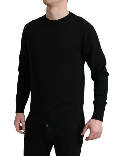 Dolce &amp; Gabbana Schwarzer Pullover aus Wolle mit Rundhalsausschnitt