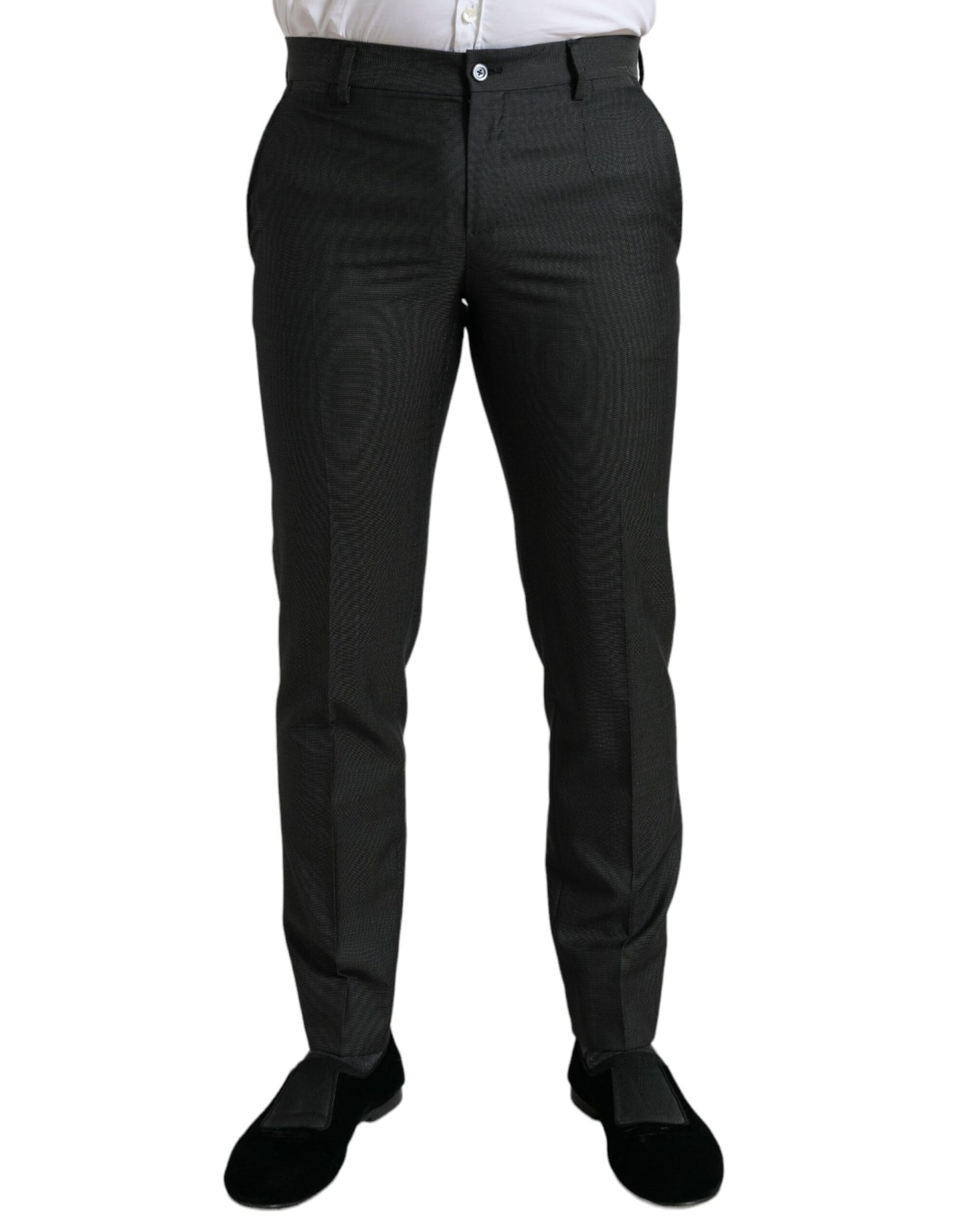 Dolce &amp; Gabbana – Dunkelgraue, schmale Stretch-Anzughose