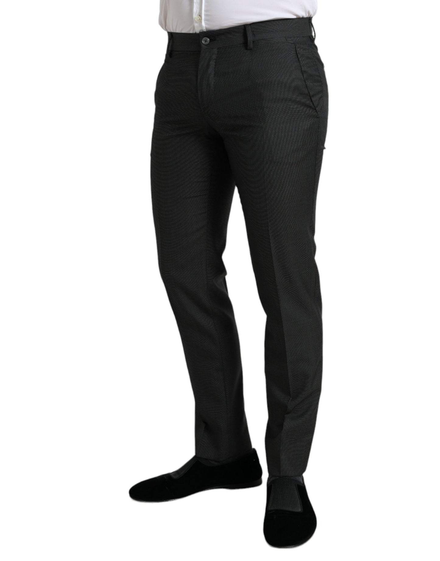Dolce &amp; Gabbana – Dunkelgraue, schmale Stretch-Anzughose