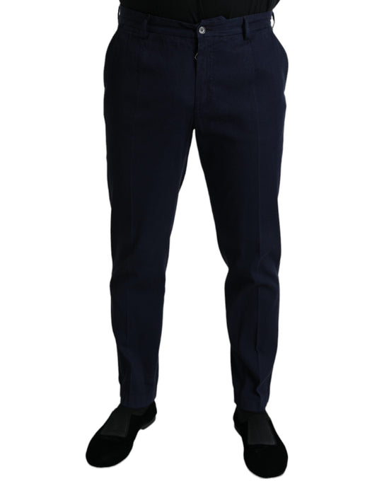 Dolce &amp; Gabbana Dunkelblaue Slim Fit-Anzughose aus Baumwollstretch