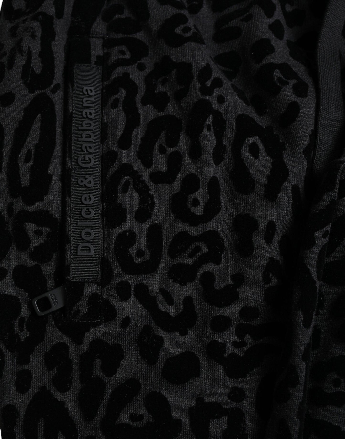 Dolce &amp; Gabbana – Schwarze Jogginghose aus Baumwolle mit Leopardenmuster und schmaler Passform