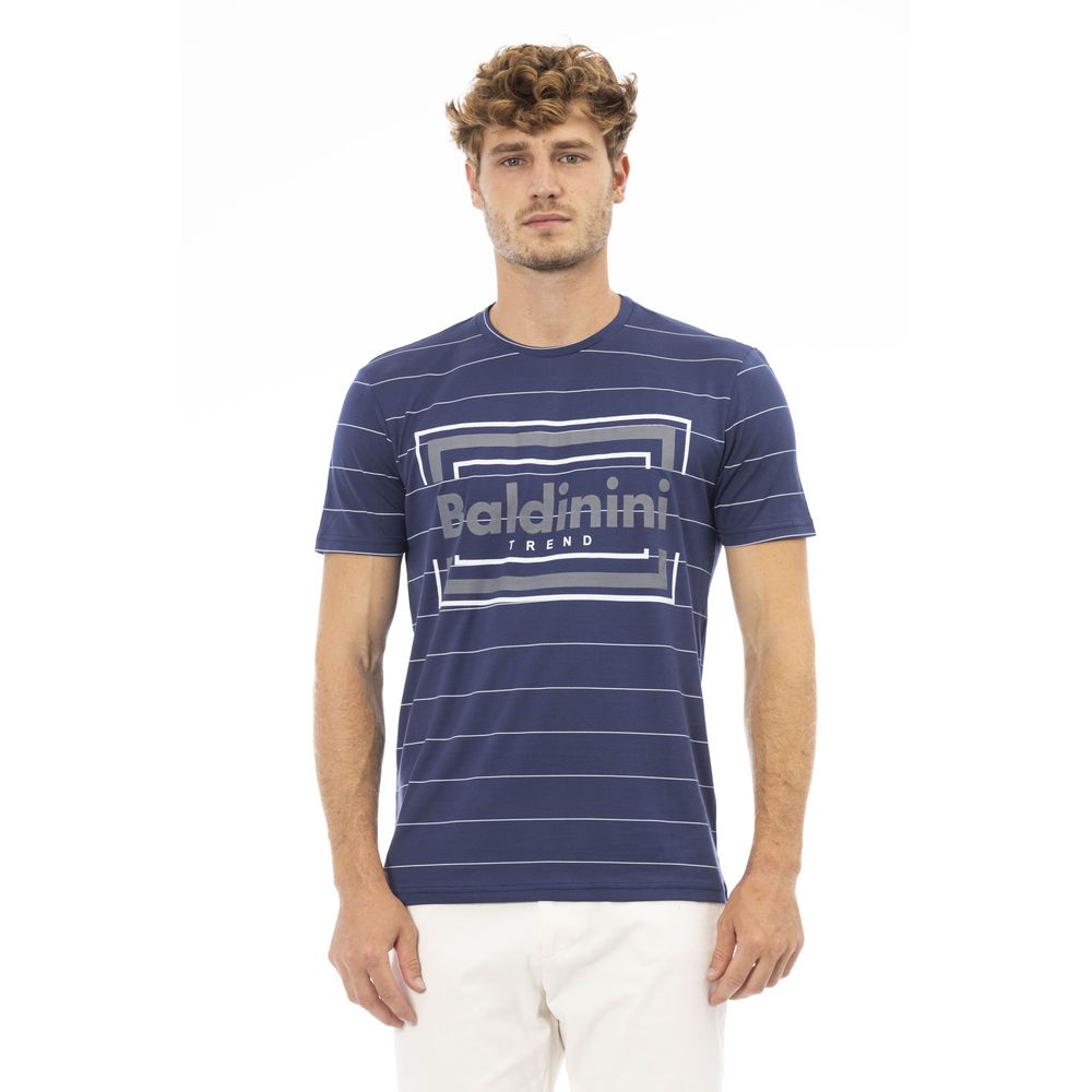Baldinini Trend Blaues Herren-T-Shirt aus Baumwolle