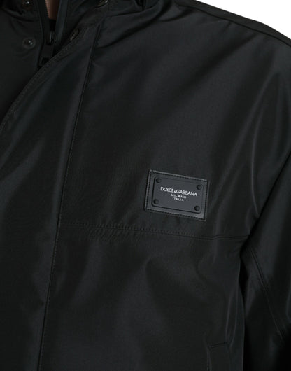 Dolce &amp; Gabbana – Schwarze Kapuzenjacke aus Polyester mit Logo-Plakette