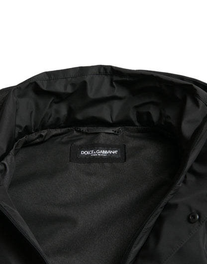 Dolce &amp; Gabbana – Schwarze Kapuzenjacke aus Polyester mit Logo-Plakette